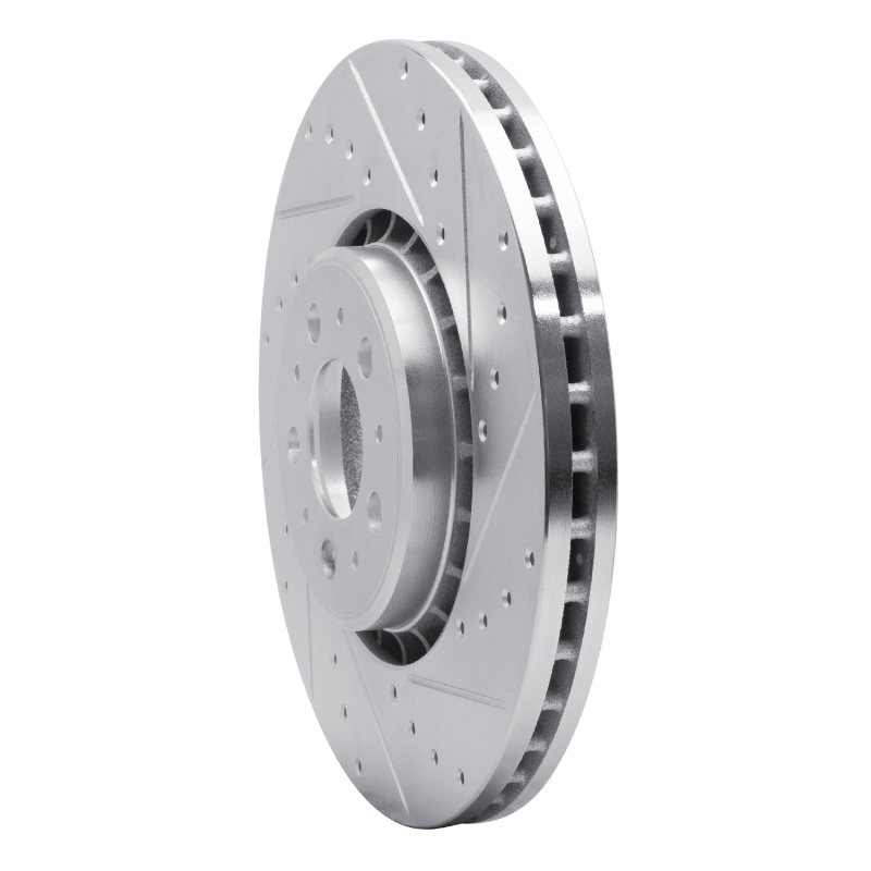 Volvo XC90 Brake Rotor (1) - Front Right - R1 Concepts - Drilled & Slotted - Silver - `03-`09